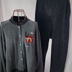 Y2K Blast Size L Cardigan Sweater With Matching Pants My Dog My Best Friend